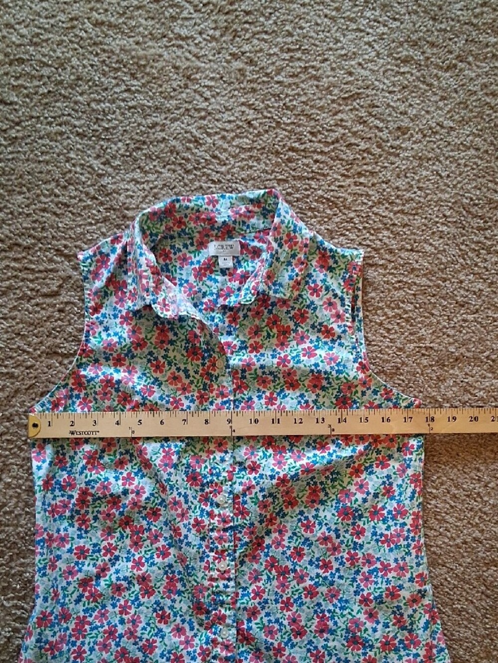 J. Crew Floral Cotton Blend Sleeveless Button-Front Button Down Shirt Top - Picture 9 of 9